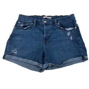 Levi's Women's Mid Length Distressed Denim Shorts Size 32